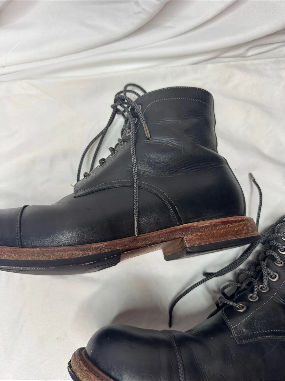 Ariat ATS Men’s Leather Black Lace Up Work Boots. Made In Mexico. Size 11.